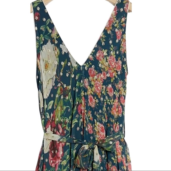 Hemant & Nandita x Anthropologie Hermosa Bias XS 0 2 Blue Pink Floral Maxi Dress - Picture 4 of 10